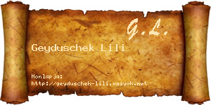 Geyduschek Lili névjegykártya